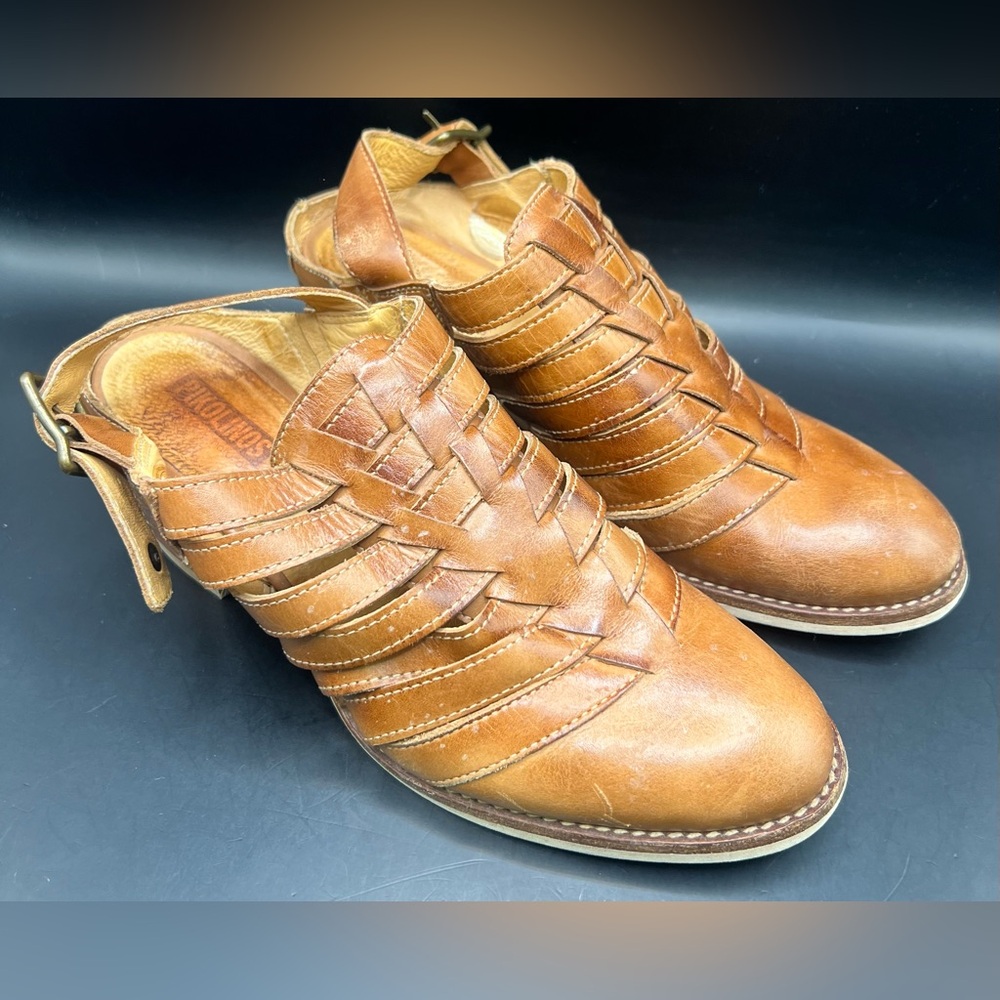 PIKOLINOS Tan Leather Womens Woven Sandals, Size:37